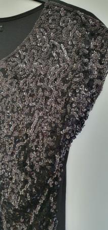 Image 2 of Ladies sequin black sequin topcapped sleeves L / 14-16