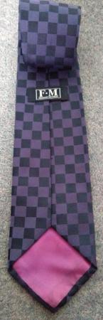 Image 2 of F.M. purple and black checkerboard pattern tie