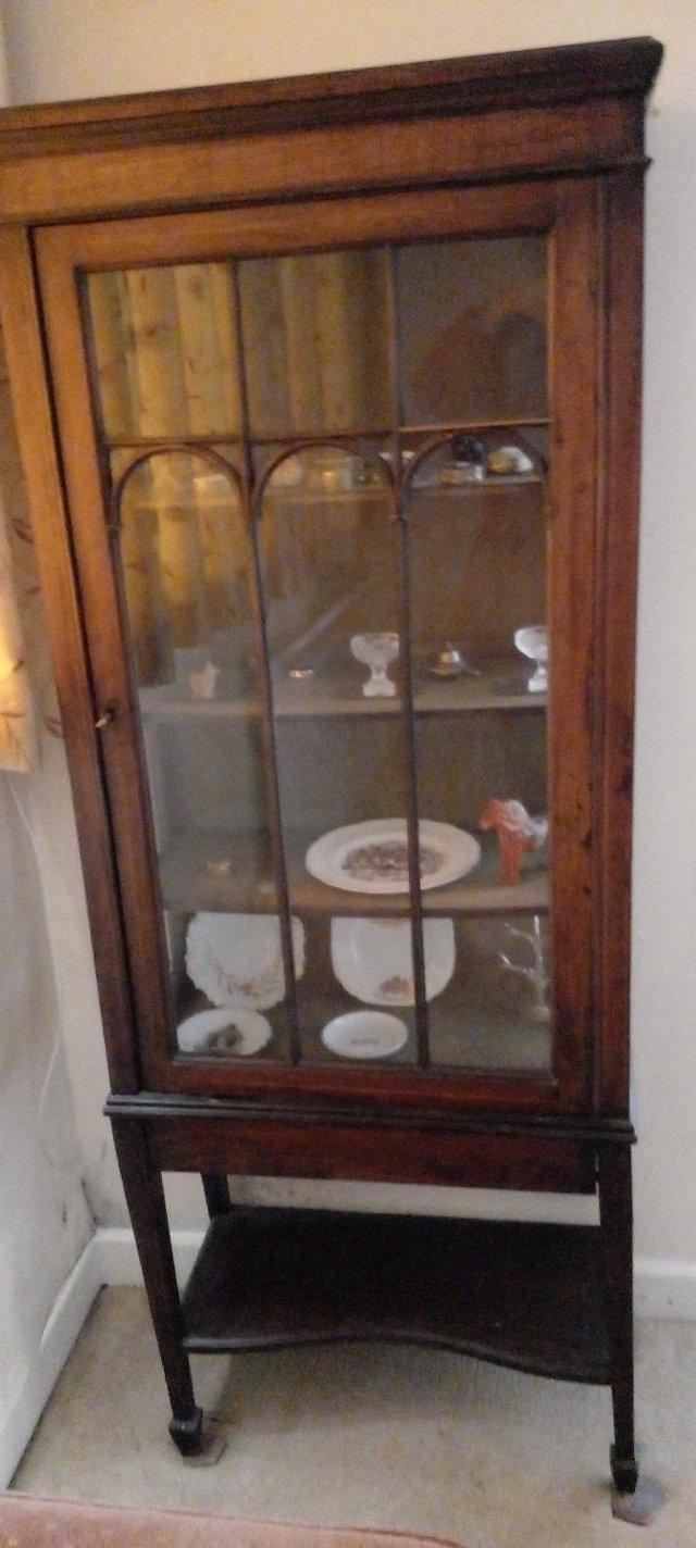 Preview of the first image of GLASS CABINET circa 1920s In need of repair.