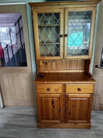 Image 1 of Pine cabinet with glass display unit