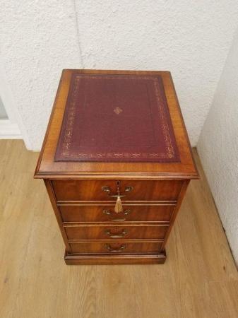Image 9 of Beautiful ox blood leather and mahogany desk with cabinet.