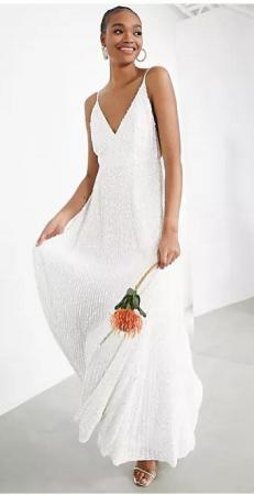 Image 1 of ASOS Design Josie embellished cami maxi wedding dress Size 8