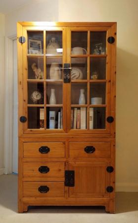 Image 1 of Asian Solid Pine Display Cabinet