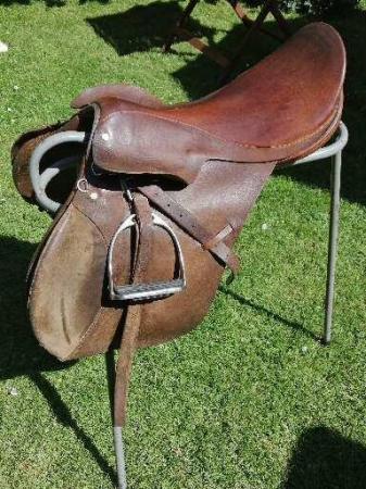 Image 1 of Leather. Horse. Saddle with stirrups