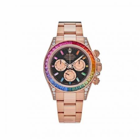 Image 2 of Rolex Daytona Rose Gold Rainbow Diamond Black & Pink Watch