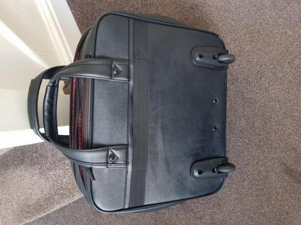 Image 3 of Black leather look Wheeled laptop bag