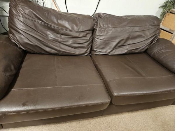 Image 2 of Free  - 3 seater Brown Faux Leather Sofa