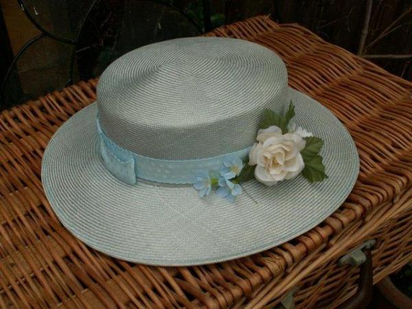 Image 1 of Hat for a special occasion.Pale blue.