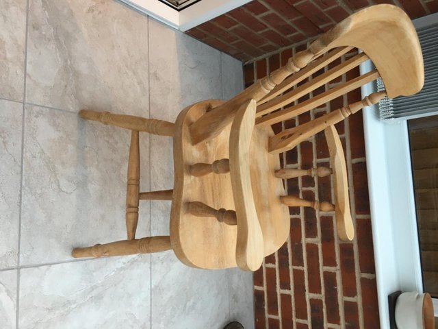 Preview of the first image of farmhouse slat-back carver beech tree chair.