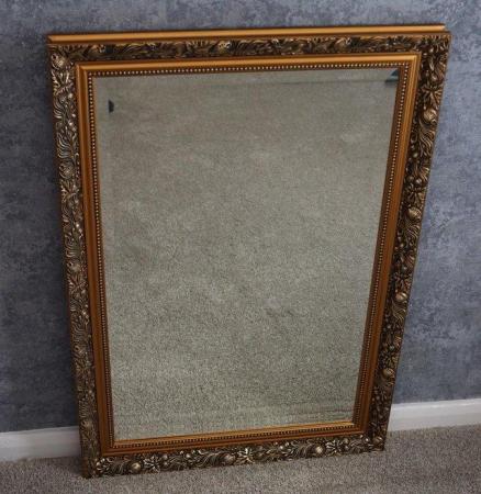 Image 1 of Mirror 31 x 21ins. Vintage Antique Effect Mirror. Gold Wall/