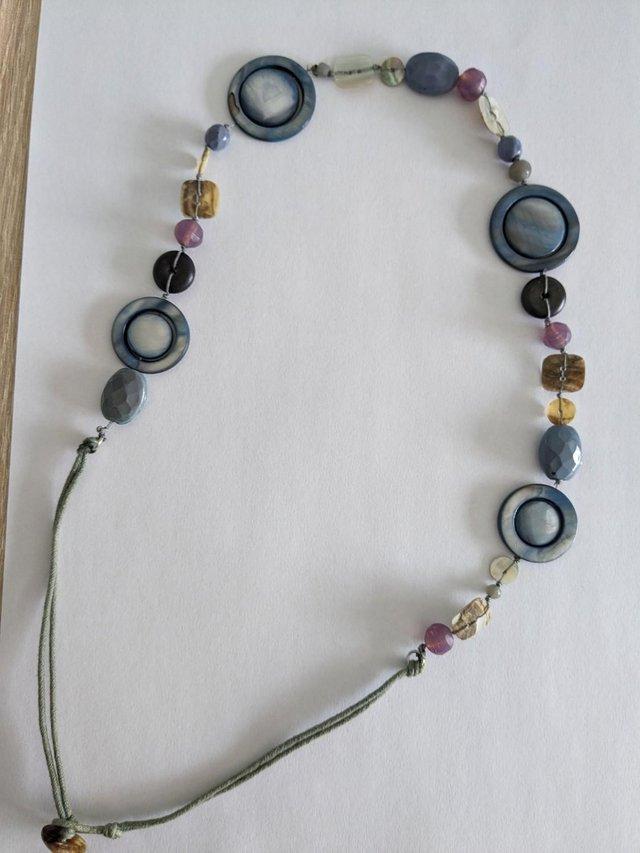 Preview of the first image of Ladies casual blue bead necklace.
