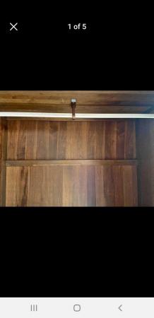 Image 4 of Large dark wooden Oak 2 door wardrobe