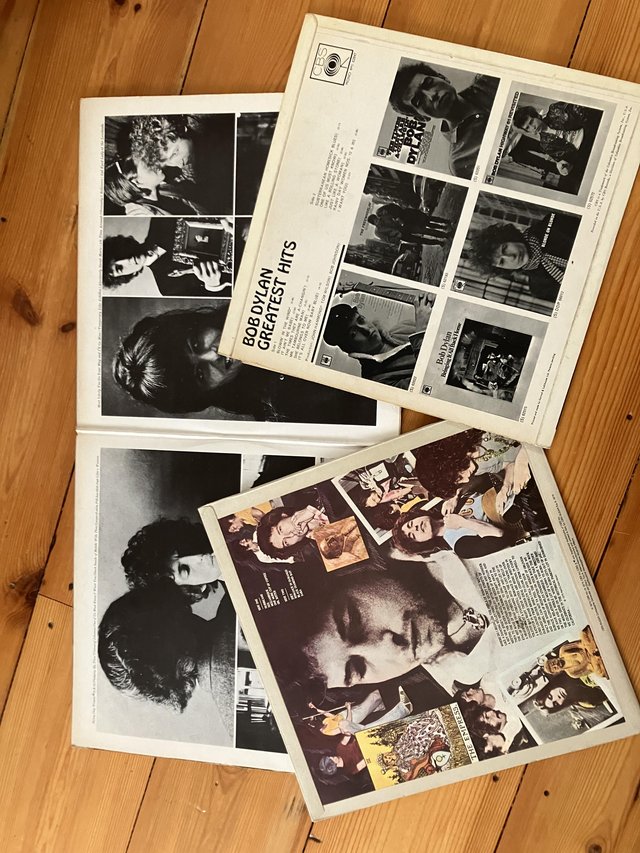 Preview of the first image of Three Bob Dylan 12” vinyl albums.