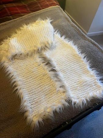 Image 2 of River Island soft white fluffy scarf.