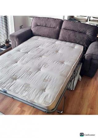Image 1 of 3 seater sofa bed with deluxe mattress in barley grey