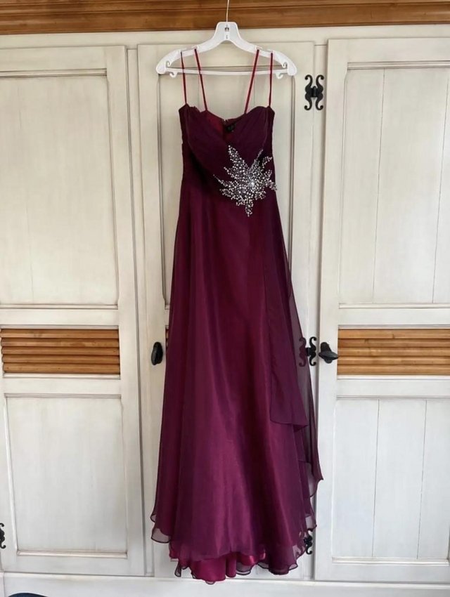 Preview of the first image of Burgundy Prom Dress, altered to fit..