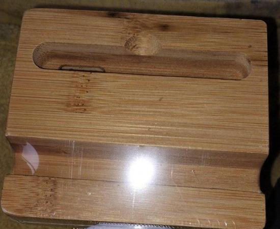 Image 1 of Home made wooden mobile phoneholder.