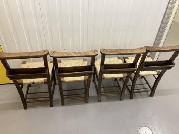 Image 3 of Set of 4 Vintage Antique Chapel Chairs