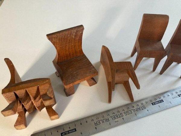 Image 2 of 5 Miniature Wooden Chairs - Vintage