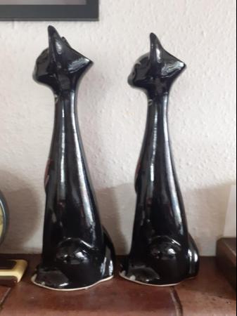 Image 4 of 1950s Cats Black China Vintage MCM Large 14" Tall ~ Pair