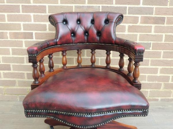 Image 12 of Vintage Ox Blood Captains Chesterfield Chair (UK Delivery)