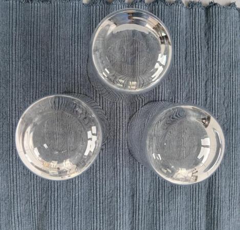 Image 6 of Set of 3 Plain Glass Whiskey Tumblers.  Vintage.