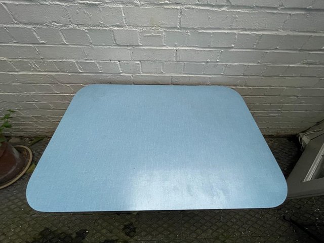 Preview of the first image of Student kids small low desk table vintage mid century blue F.