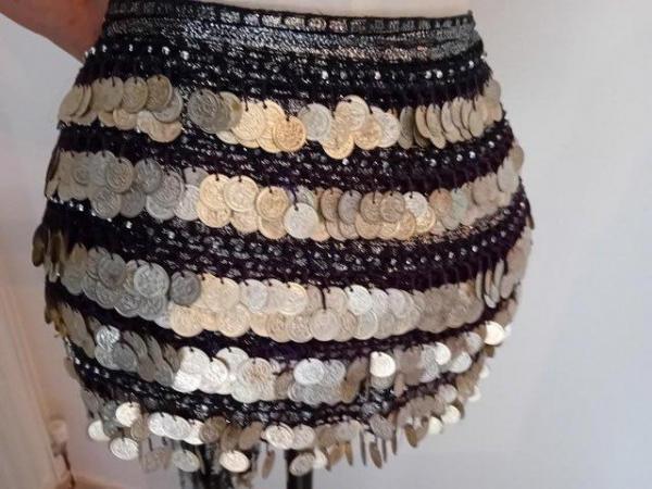 Image 3 of Professional Belly Dancers Coin Belt Black and Silver Heavy