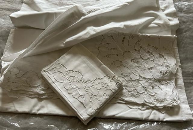 Image 1 of Cotton Embroidered Edge Sheet& Two Pillow Cases