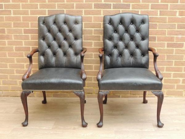 Image 3 of Pair of Antique Chesterfield Library Chairs (UK Delivery)