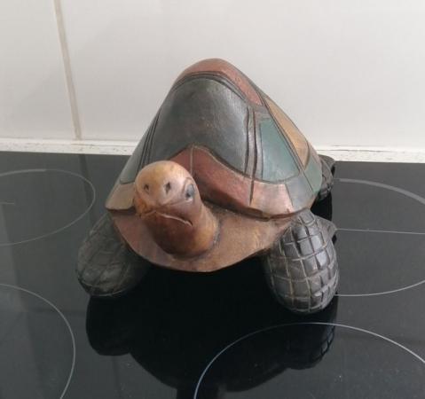Image 1 of A Fairtrade Wooden Tortoise.Height 7".