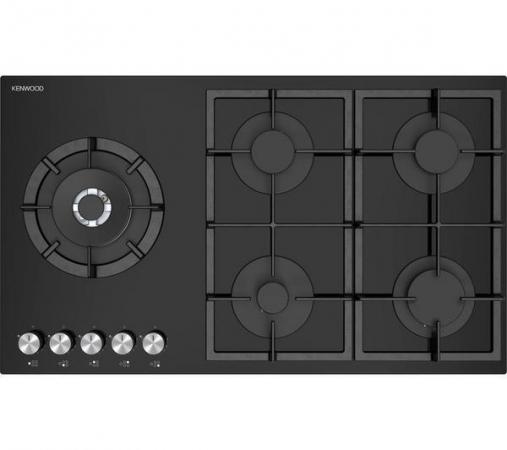 Image 1 of KENWOOD 88CM NEW BOXED GLASS ON GAS HOB-CAST IRON-FAB*