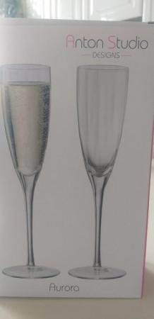 Image 1 of New Set of 2 champagne flutes Anton Studio Designs Aurora