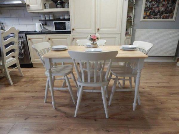 Image 1 of Farmhouse Beech Dining table / Kitchen table & 4 chairs