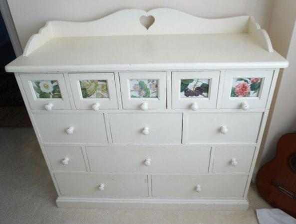 Image 1 of Gorgeous Painted Wood Large Chest of Drawers Country Cottage