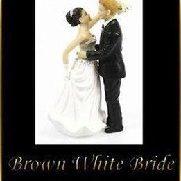 Image 2 of Blonde haired groom brown haired bride wedding cake topper