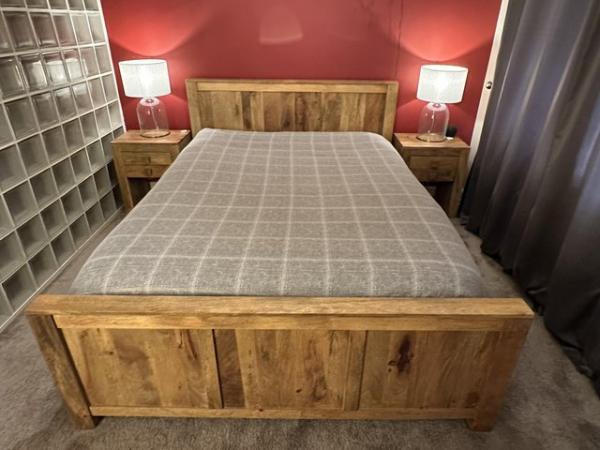 Image 1 of King size bed frame and mattress - solid mango wood