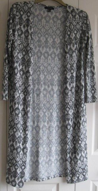 Preview of the first image of Grey patterned lightweight Long Cardigan, size 12.