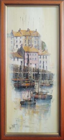 Image 3 of Mevagissey Harbour Scene Oil Painting.
