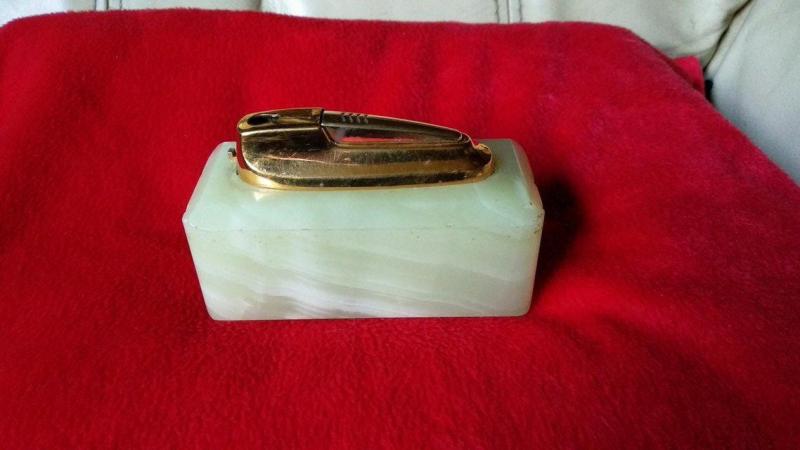 Image 1 of 3 VINTAGE MARBLE ONYX TABLE LIGHTERS