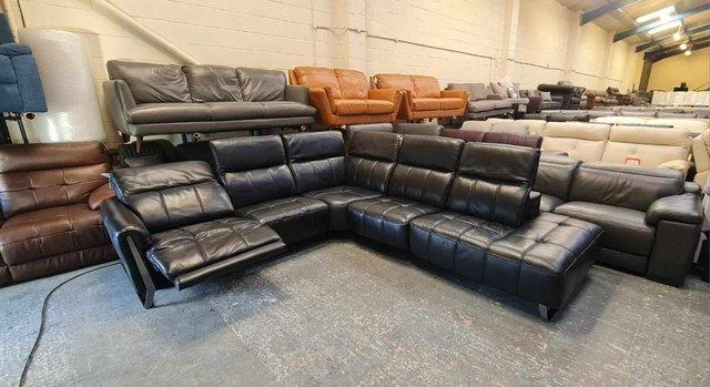 Image 12 of Ex-display Packham black leather recliner corner sofa