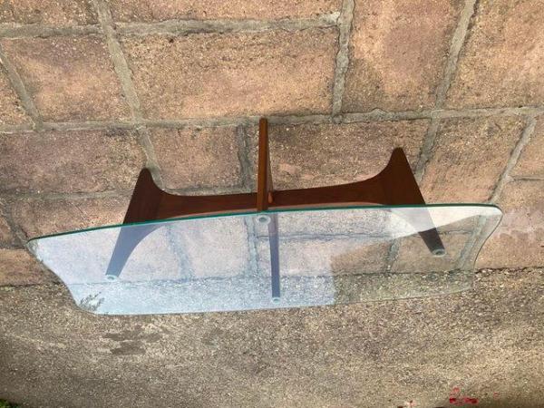Image 1 of Vintage teak and glass coffee table