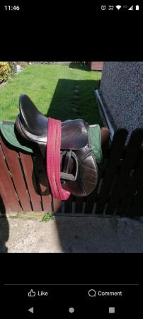 Image 1 of Carlton Englsih made leather pony saddle