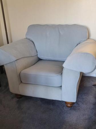 Image 1 of Armchair in pale blue  ,good condition