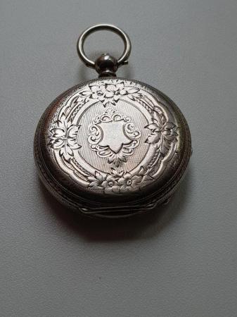 Image 3 of Antique ladies ornate solid silver pocket watch 41.5mm