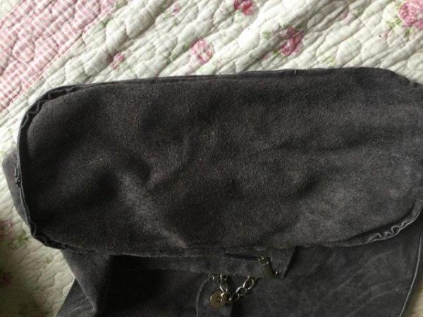 Image 18 of BORSE IN PELLE Dark Grey Suede Leather LARGE Slouch Hobo Bag