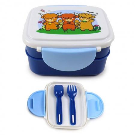 Image 2 of Bento Clip Lock Lunch Box with Cutlery - Adoramals Highland