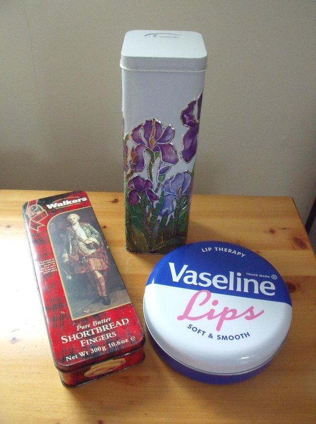 Preview of the first image of Walkers biscuit tin & large Vaseline tiin . £2 both.