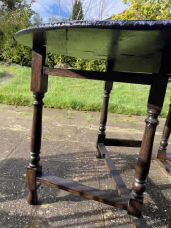 Image 7 of Vintage Antique Dark Brown Gate Leg Table & 3 Chairs