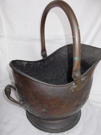Image 6 of Old copper Sailsbury coal bucket scuttle, nice original pati